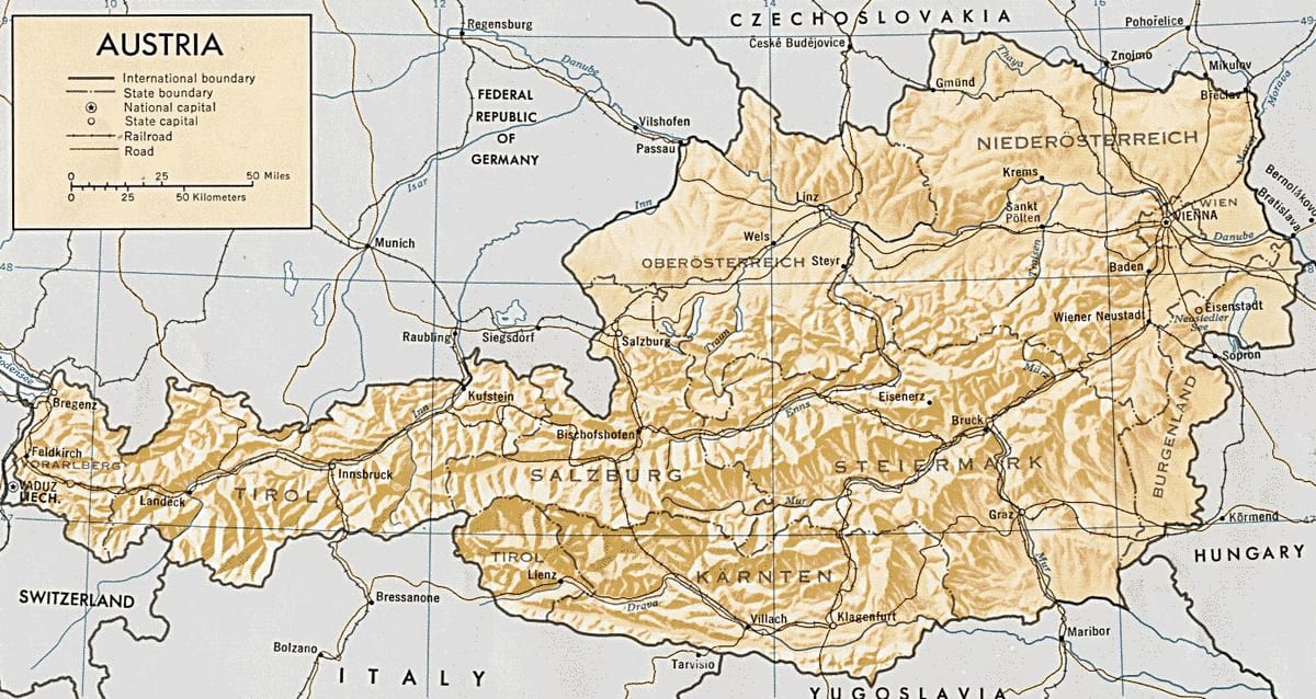 austria geograafiline kaart