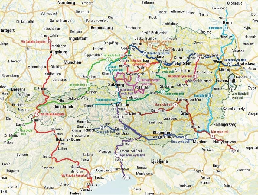 kaart austria rattasõit