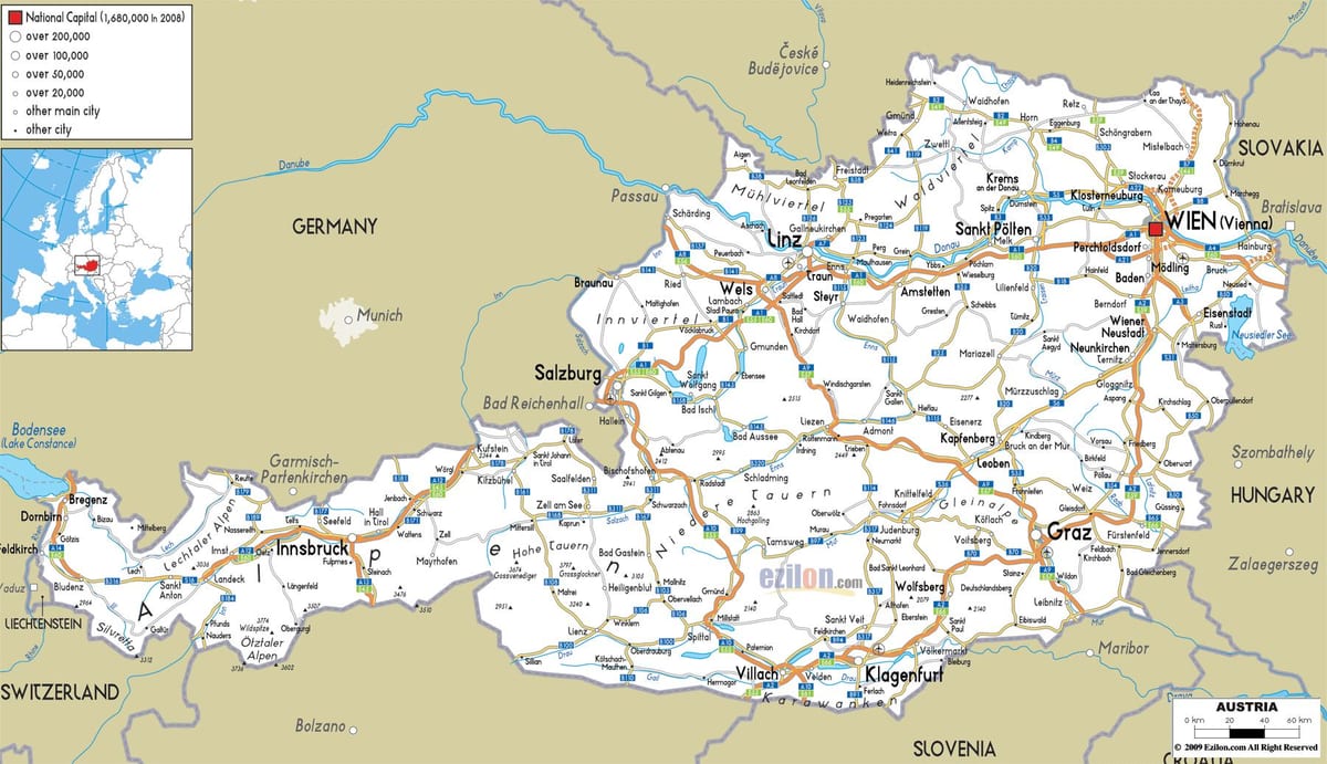 kaart austria marsruut