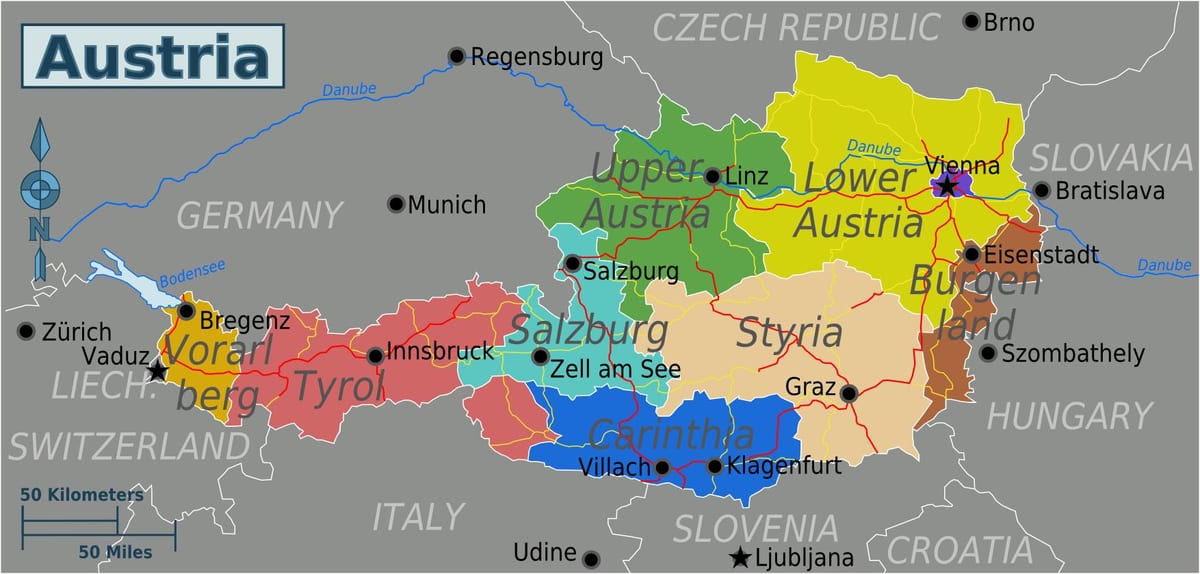 austria provintsi kaart