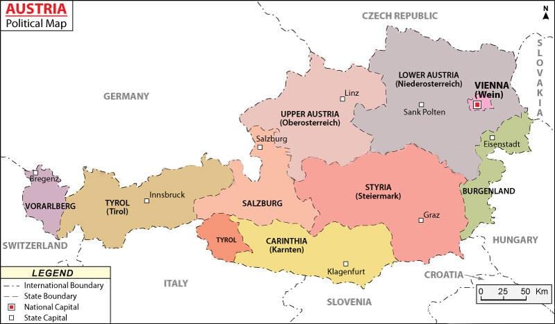kaart austria poliitilise 