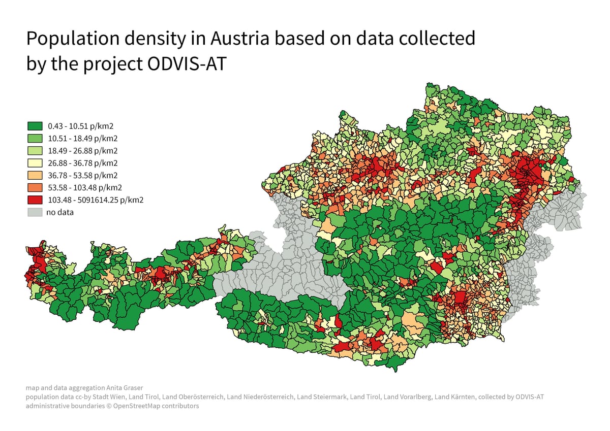 austria rahvastiku tiheduse kaart