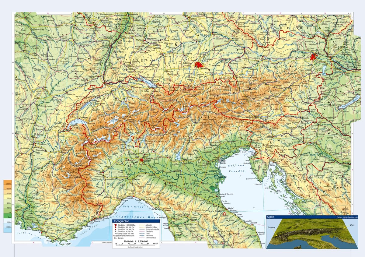 kaart austria topograafiline