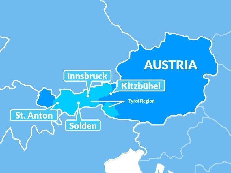 kaart kaart tirooli piirkonna austria