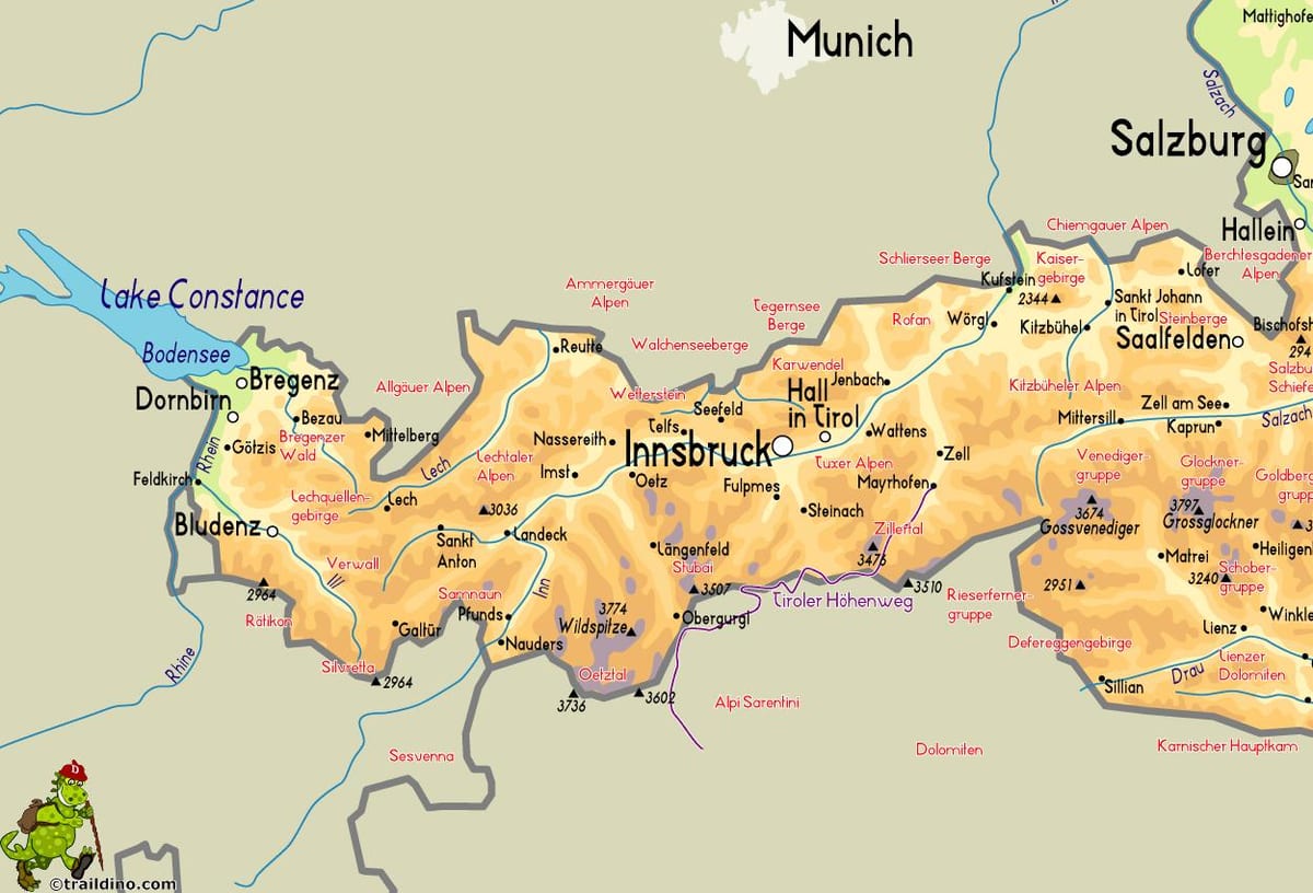 kaart mayrhofen, austria