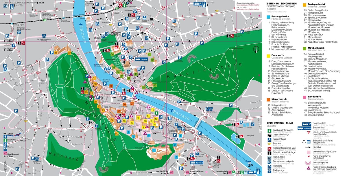 kaart tourist map salzburg, austria