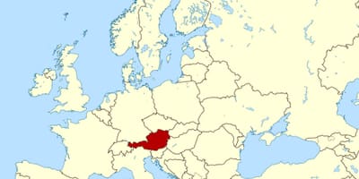 Maailma kaart, mis näitab austria