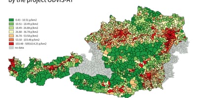 Austria rahvastiku tiheduse kaart