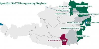 Austria veini piirkonnad kaardil