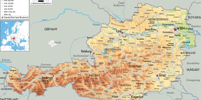 Kaart füüsiline kaart austria